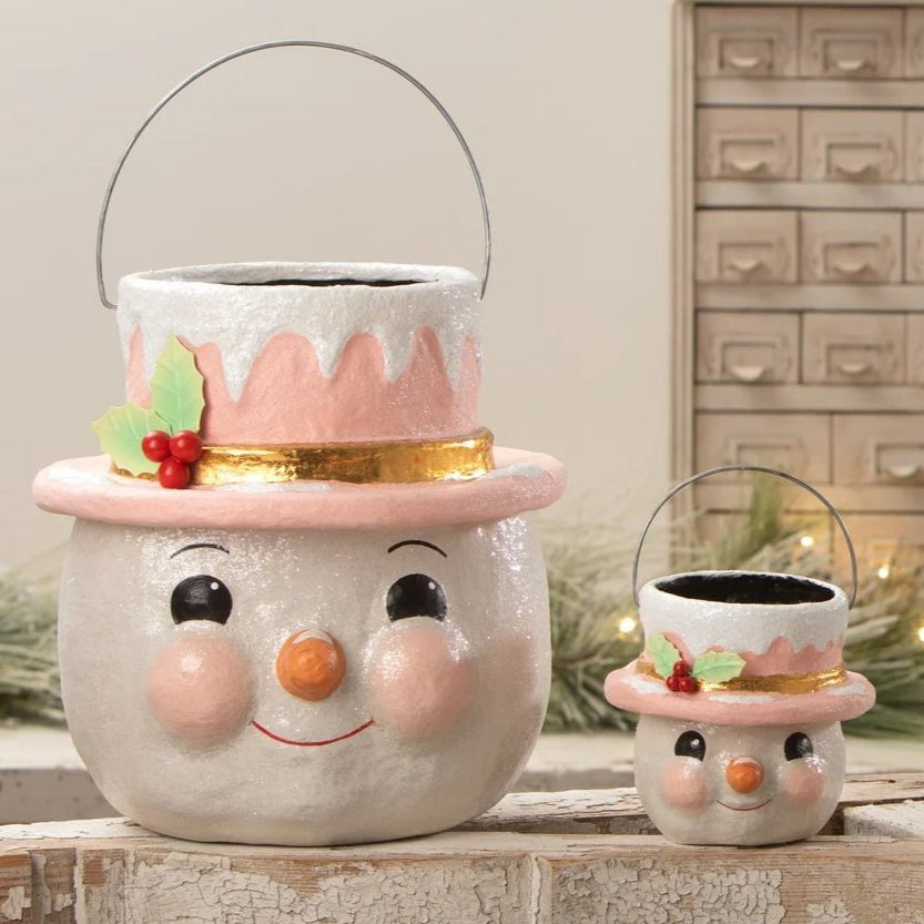 Bethany Lowe Pastel Holly Hat Snowman - Small