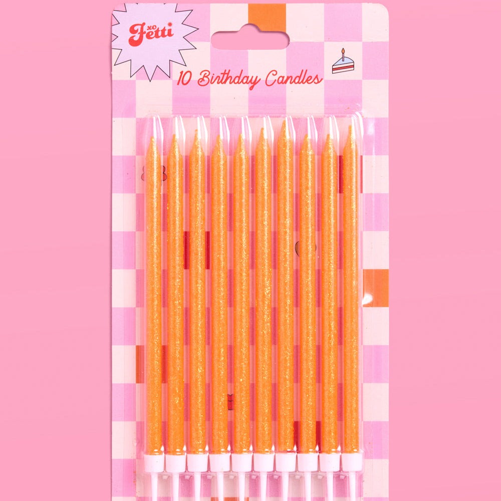 Orange Glitter Birthday Candles