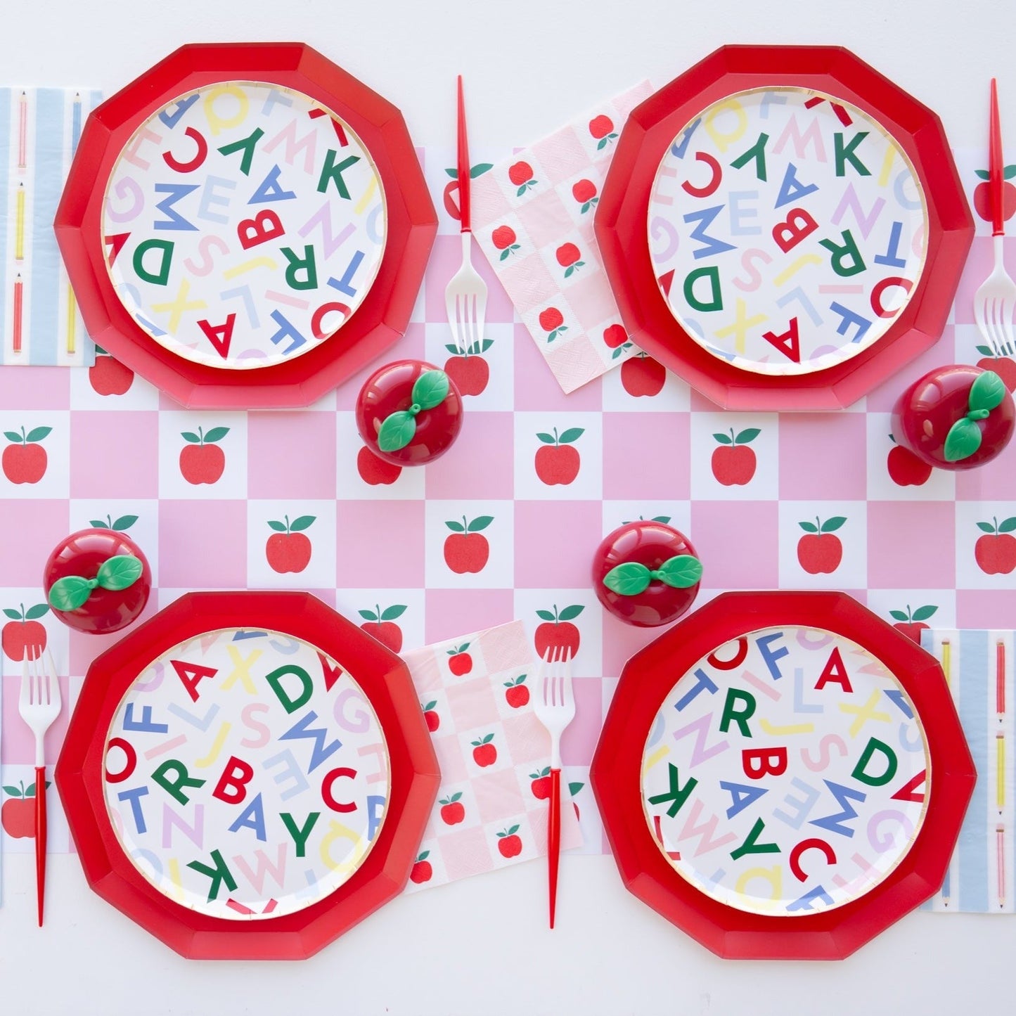 Apple & Pink Checker Table Runner