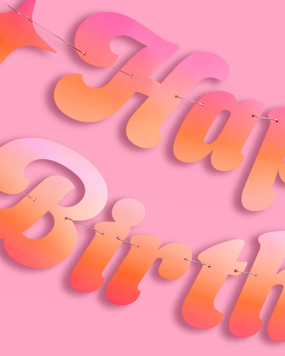 Pink & Orange Happy Birthday Banner