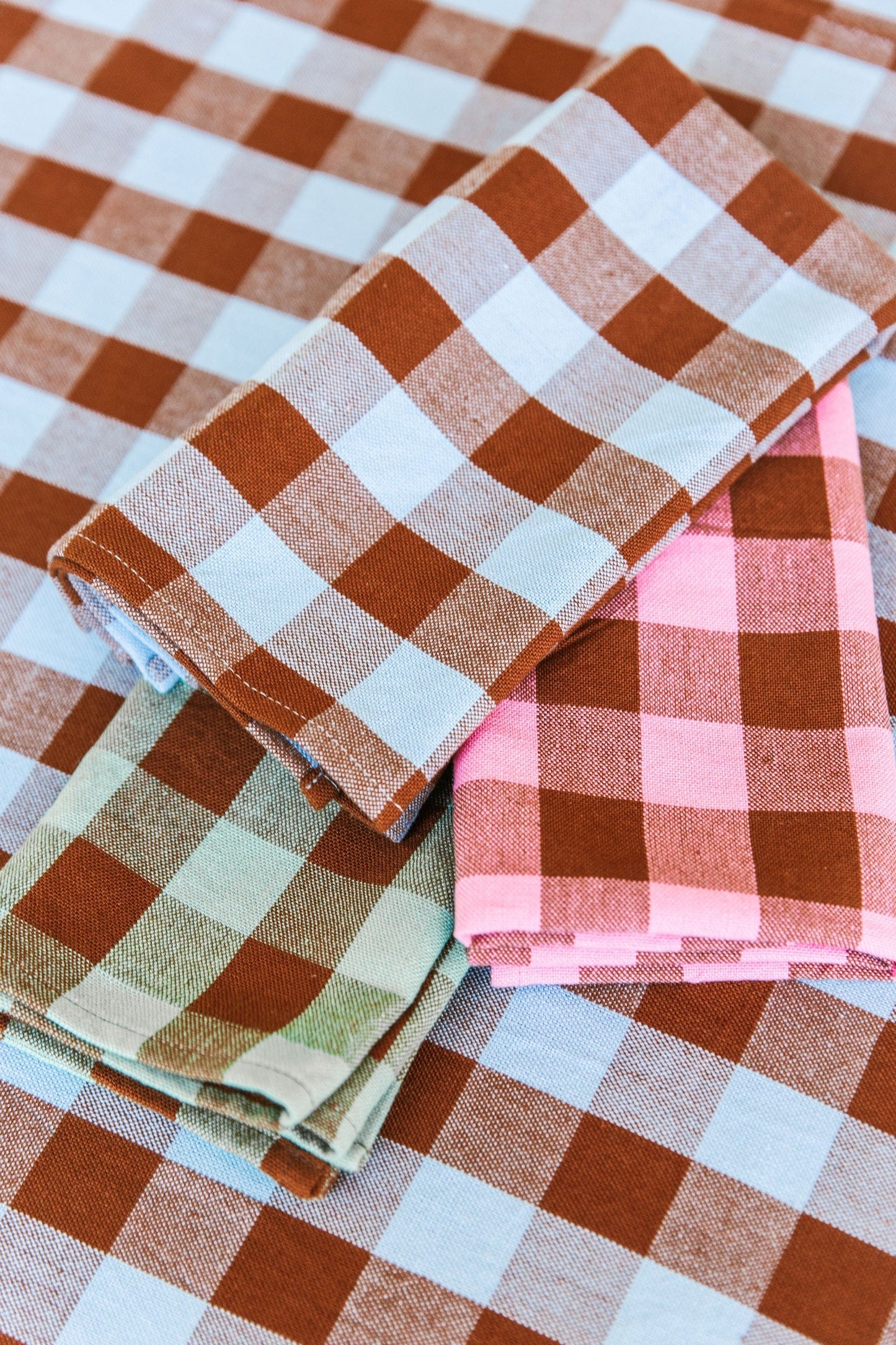 Gingham Candy Nutmeg & Pink Napkins