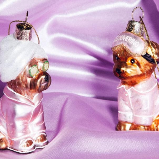 Self Care Dog Glass Ornament
