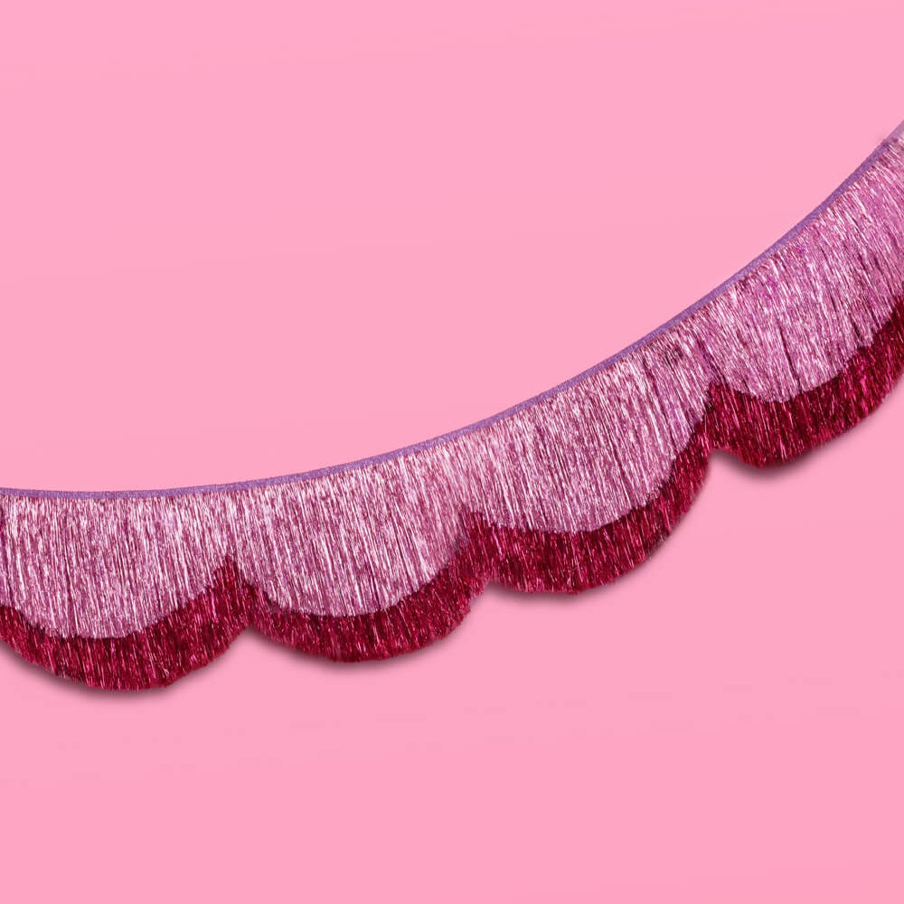Pink Scalloped Fringe Banner
