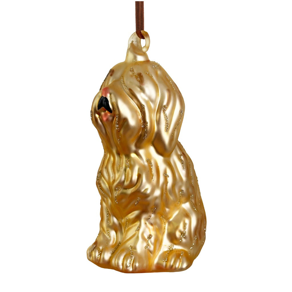 Gold Dog Glass Ornament