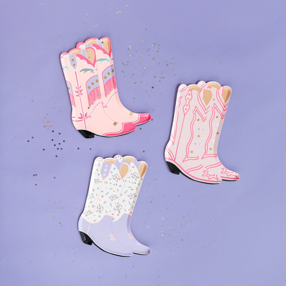 Pink Cowgirl Boot Shaped Plates