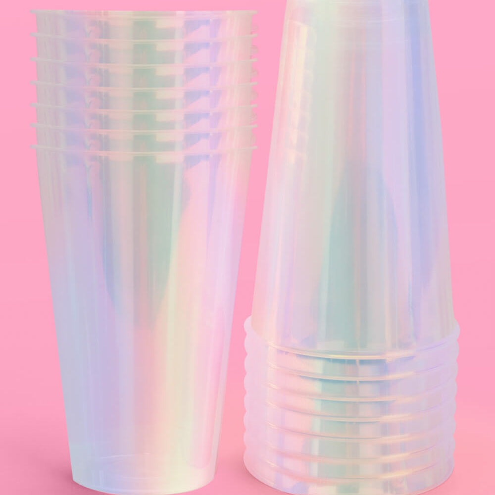 Iridescent Plastic Party Cups, 16 oz (Set of 16)