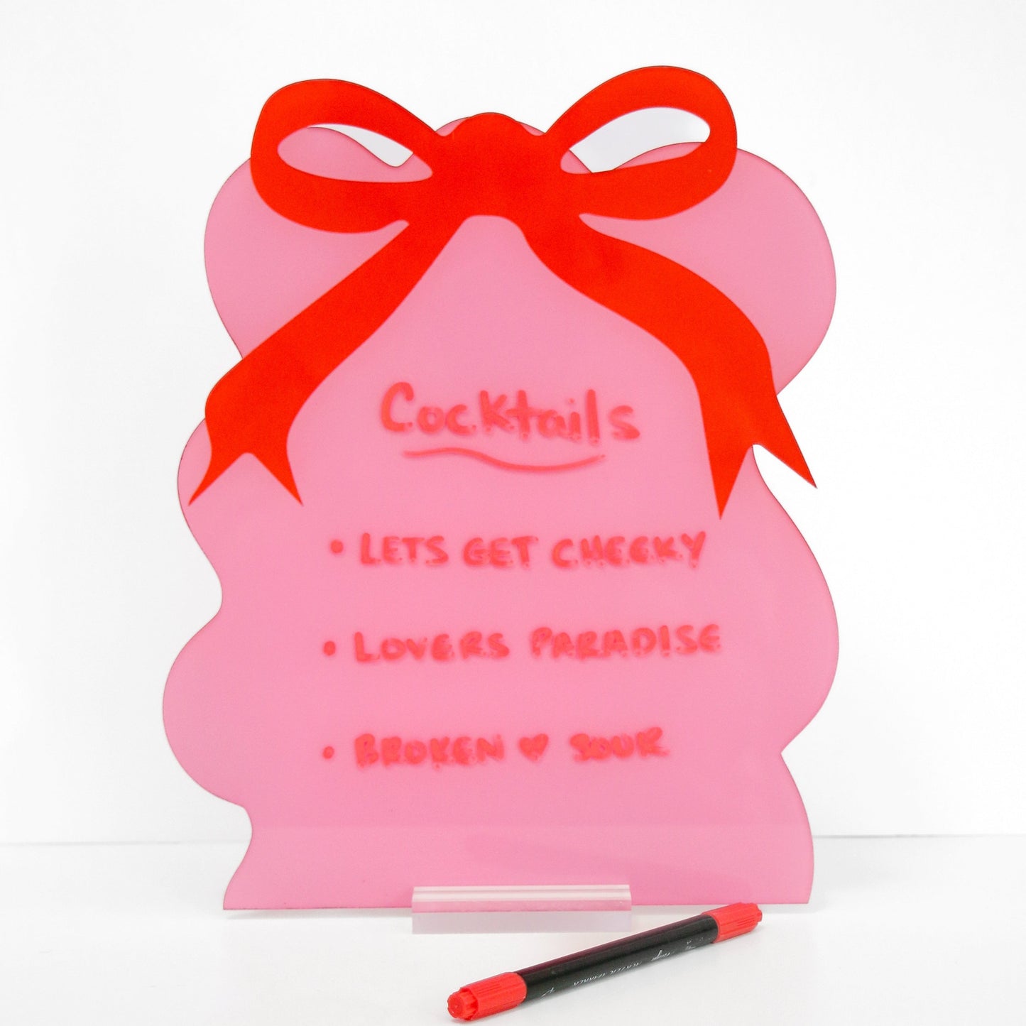 Pink Bow Dry Erase Board