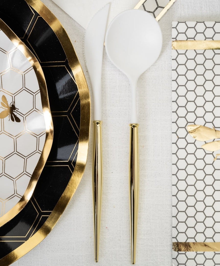 Fancy Gold and White Cutlery