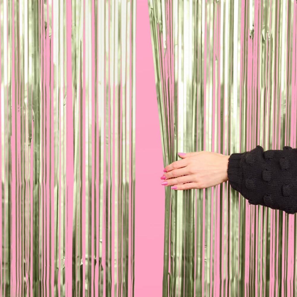 Sage Green Foil Curtain