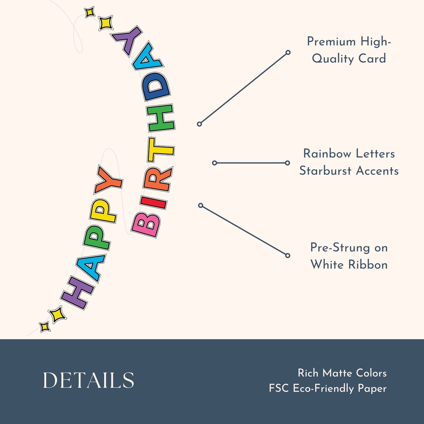 Sprinkles & Smiles Rainbow Happy Birthday Banner