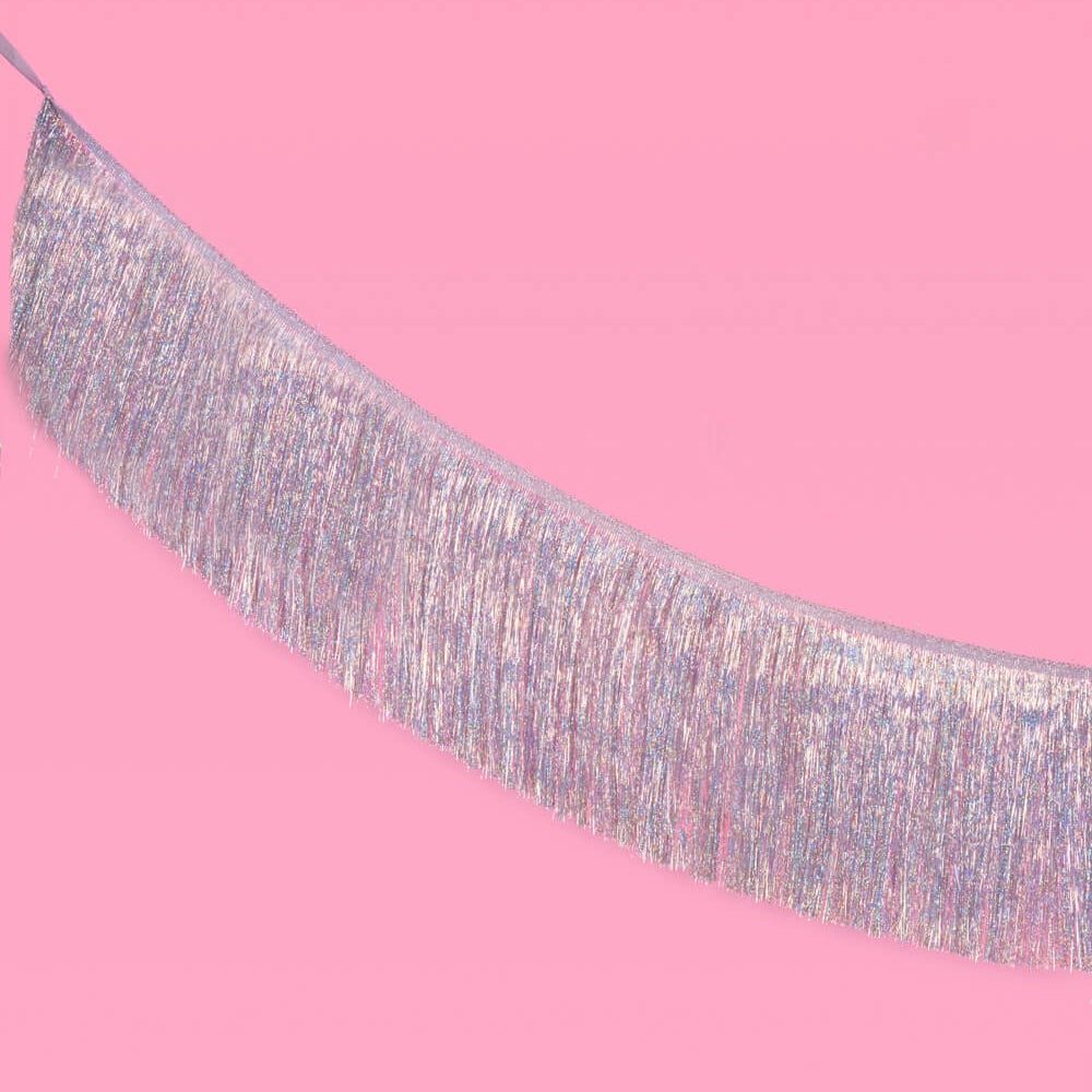 Silver Iridescent Fringe Foil Banner