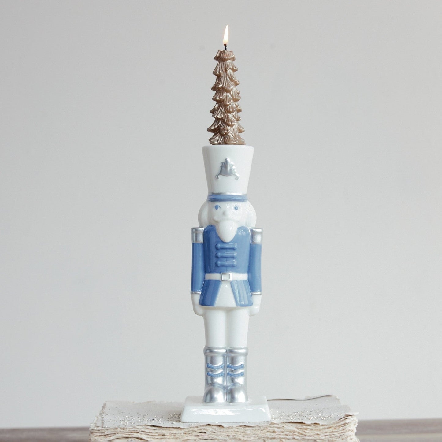 Blue Nutcracker Taper Candle Holder