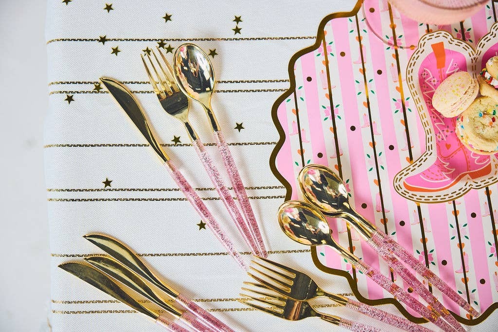 Gold & Pink Confetti Cutlery