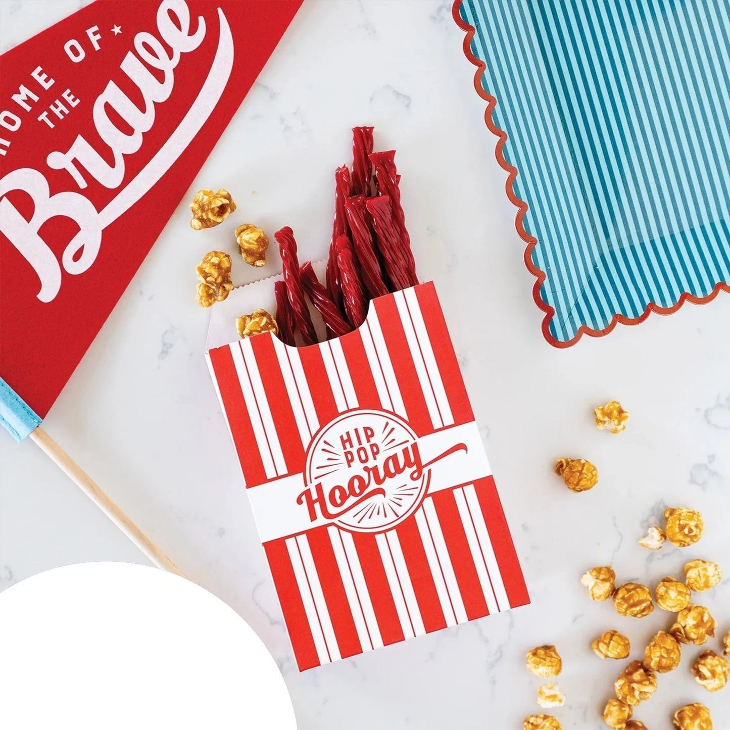 Red & White Striped Popcorn Bags