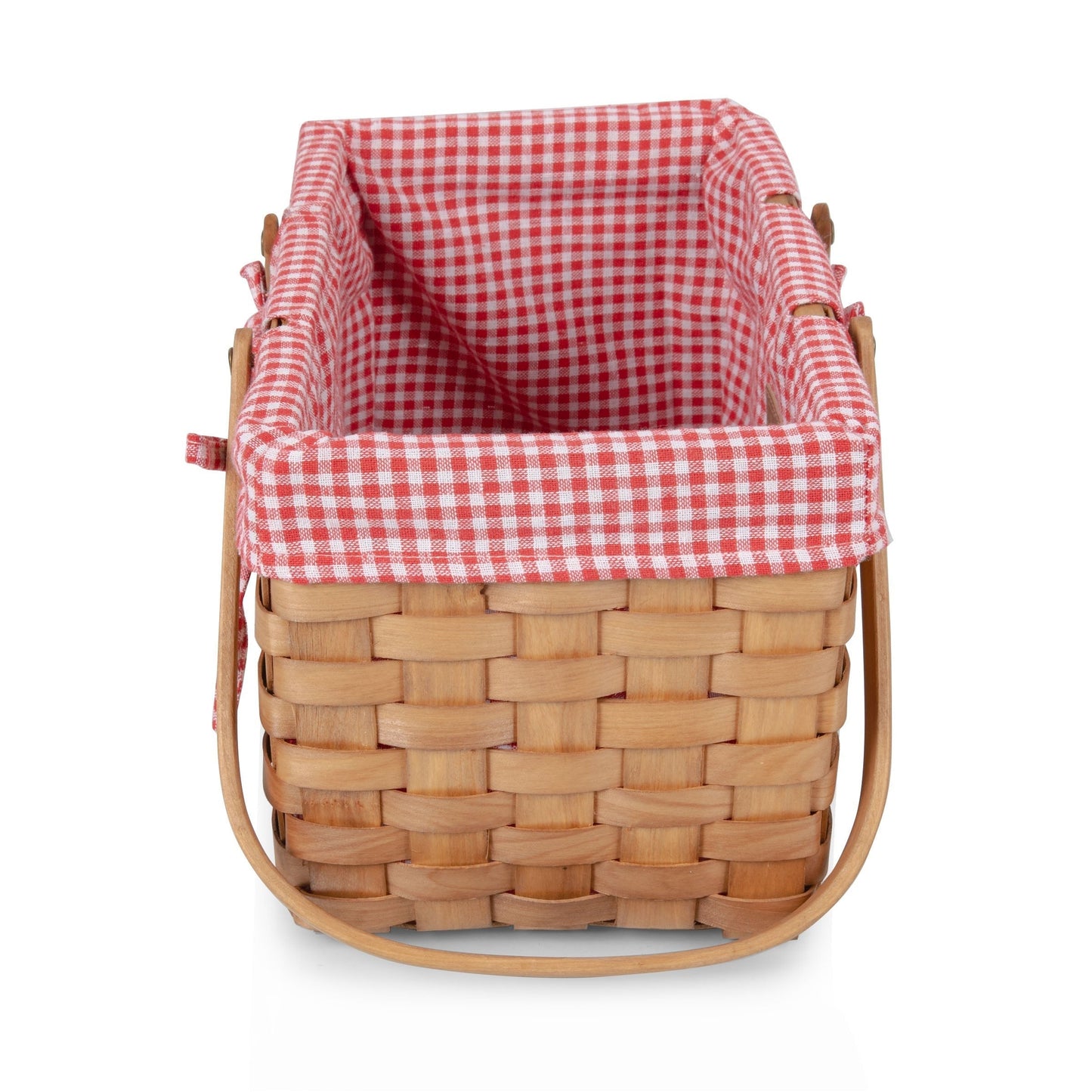 White & Red Gingham Farmhouse Picnic Basket
