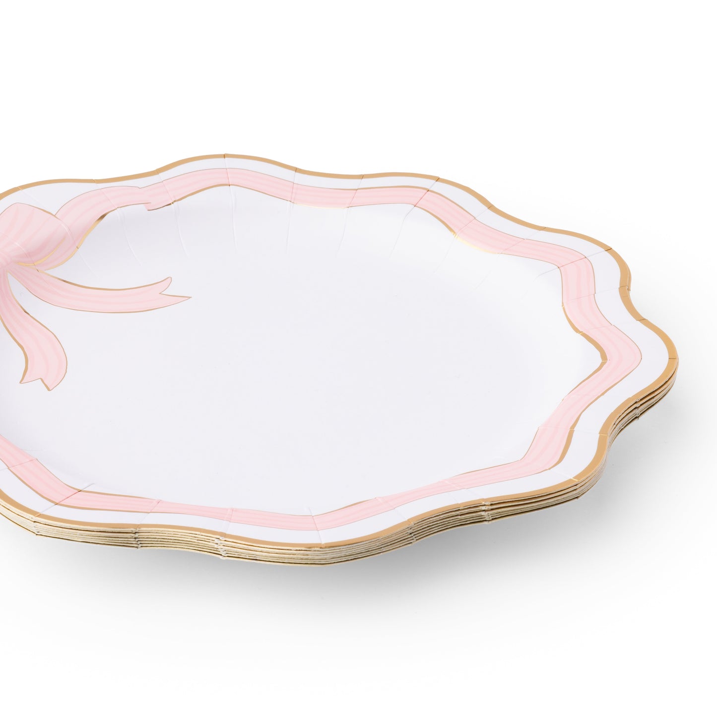 Elegant Pink & Gold Bow Dinner Plates