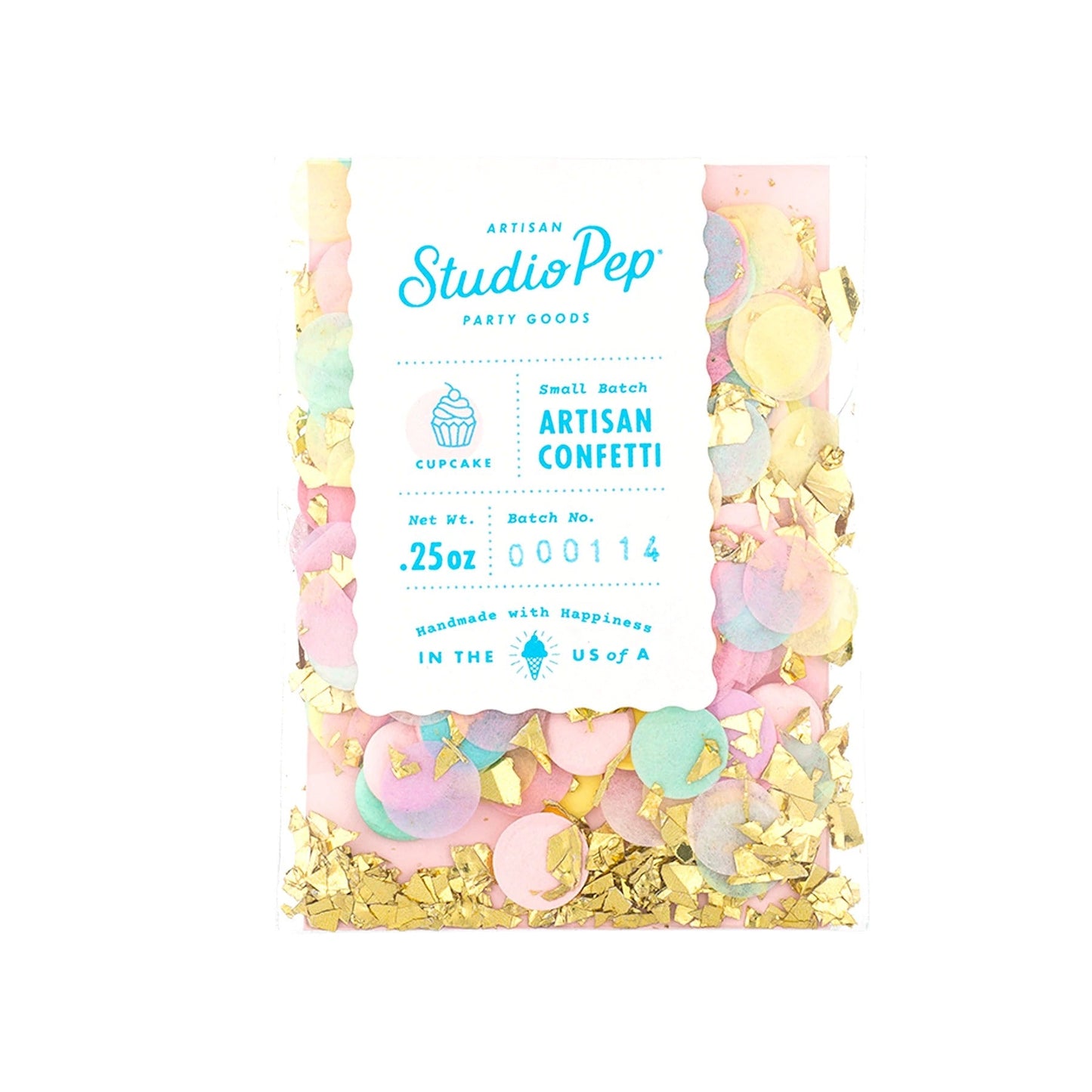 Cupcake Pastel & Gold Confetti