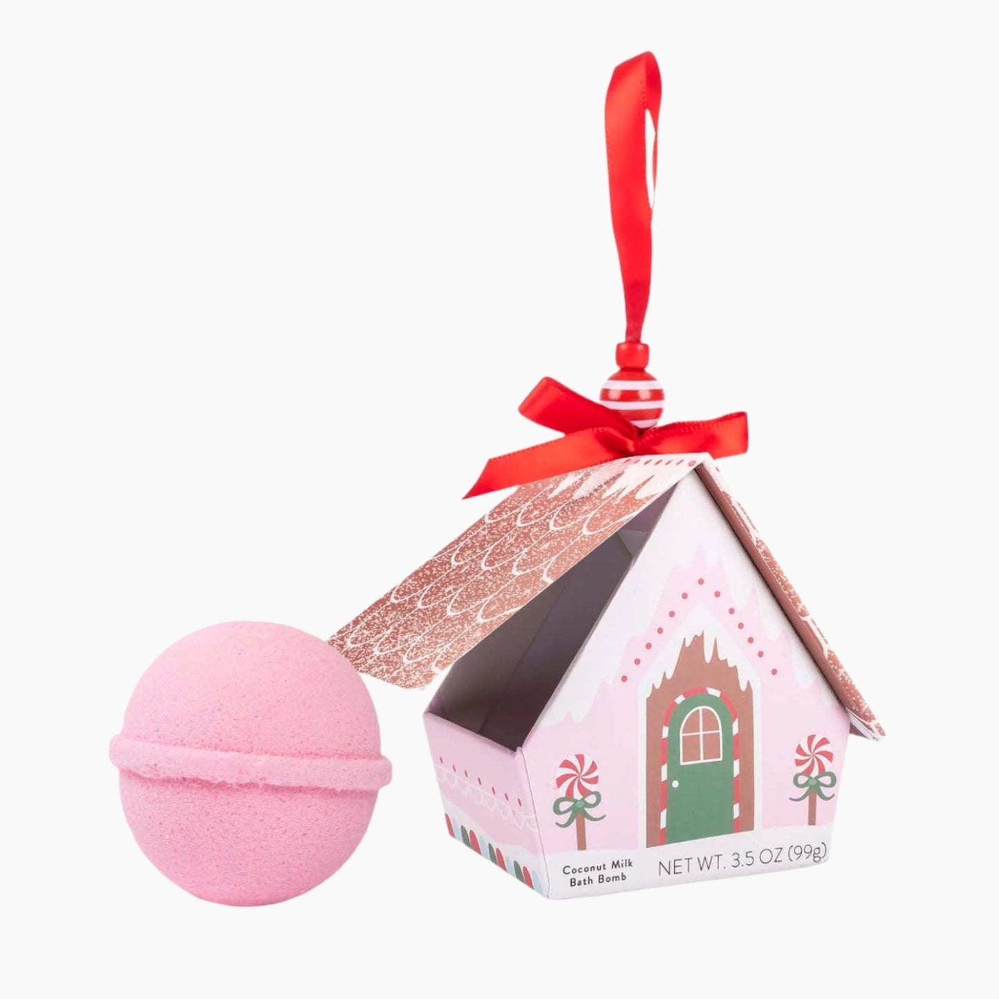 Pink Bath Bomb Christmas House Ornament