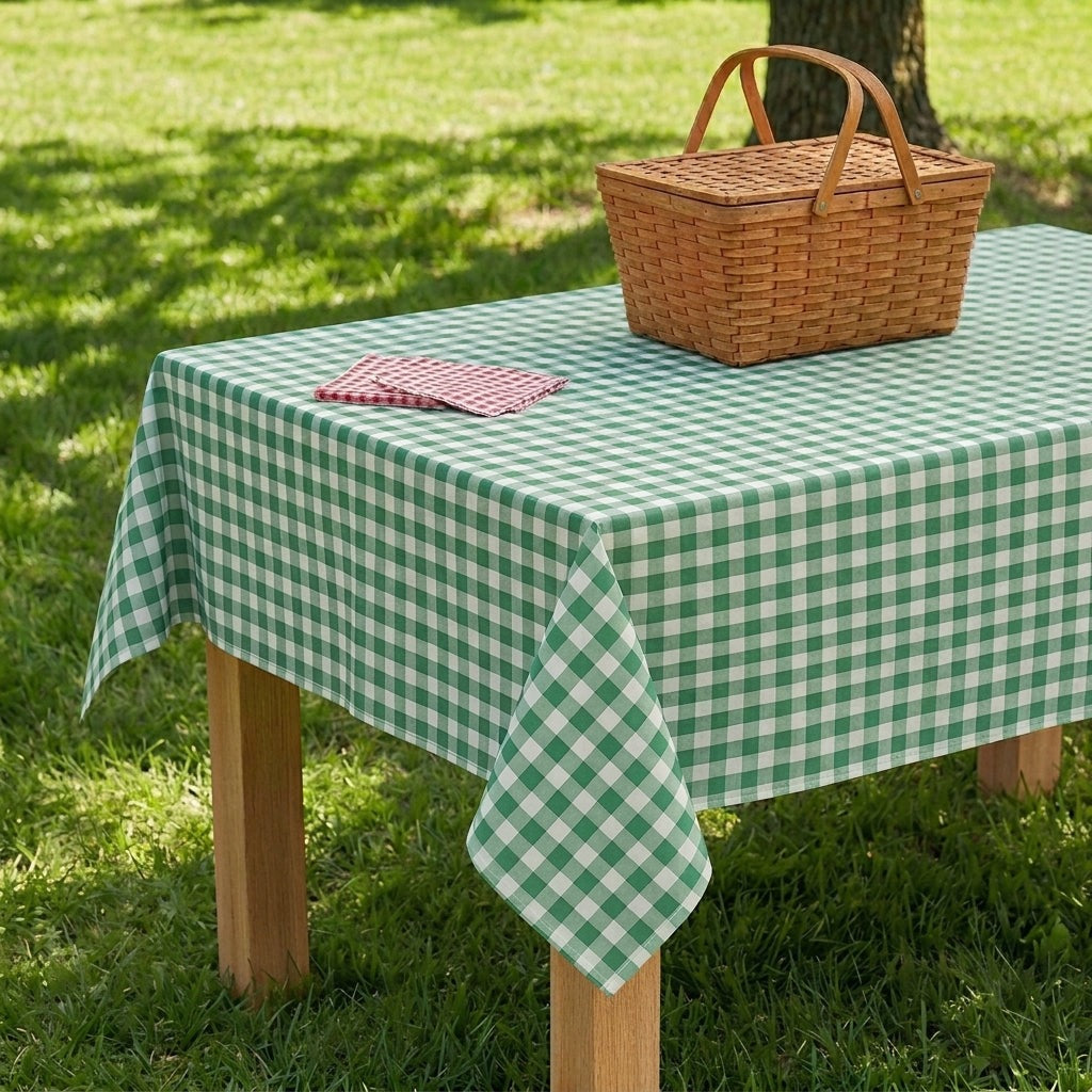 Green Gingham Paper Tablecloth