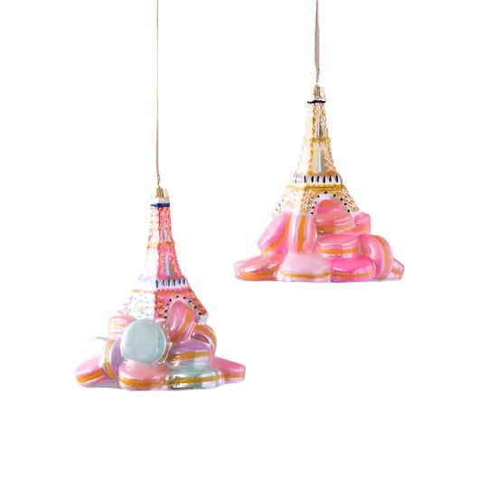 Eiffel Tower on Macaroons Glass Ornament by Glitterville