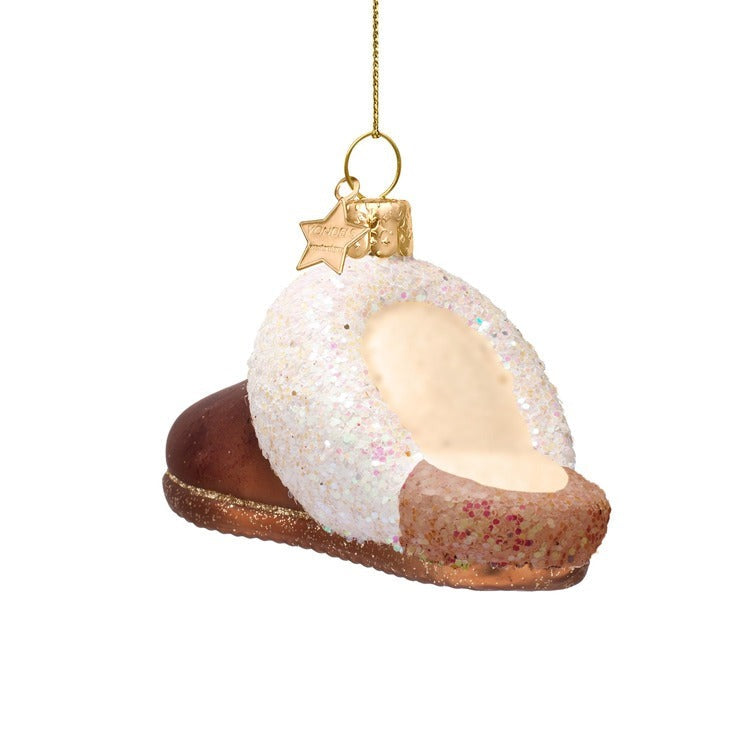 Brown Slipper Glass Ornament