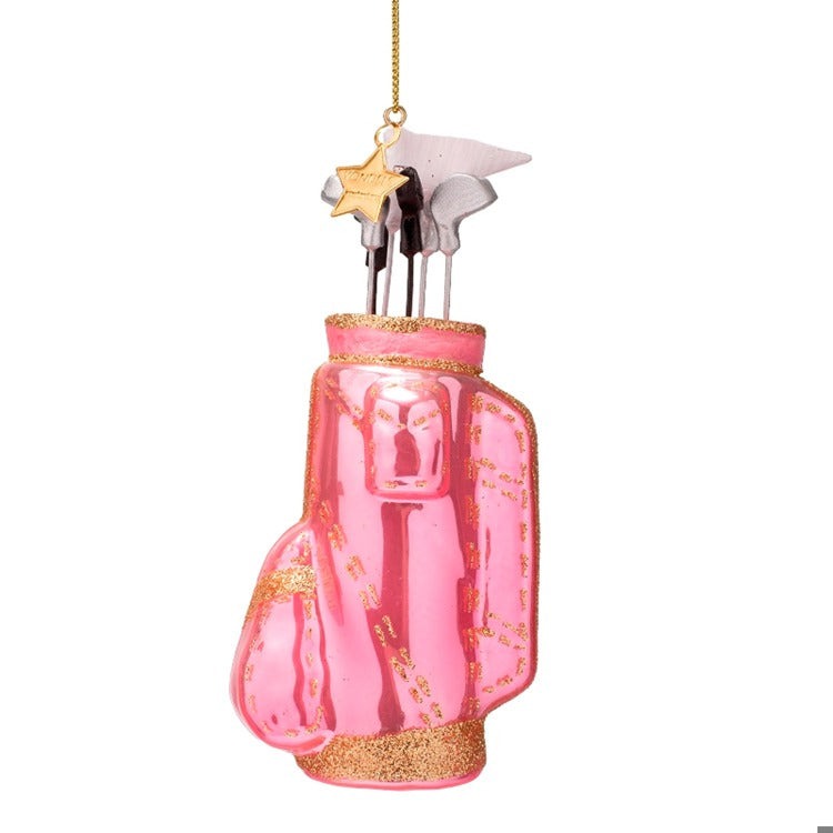 Pink Golf Bag Glass Ornament