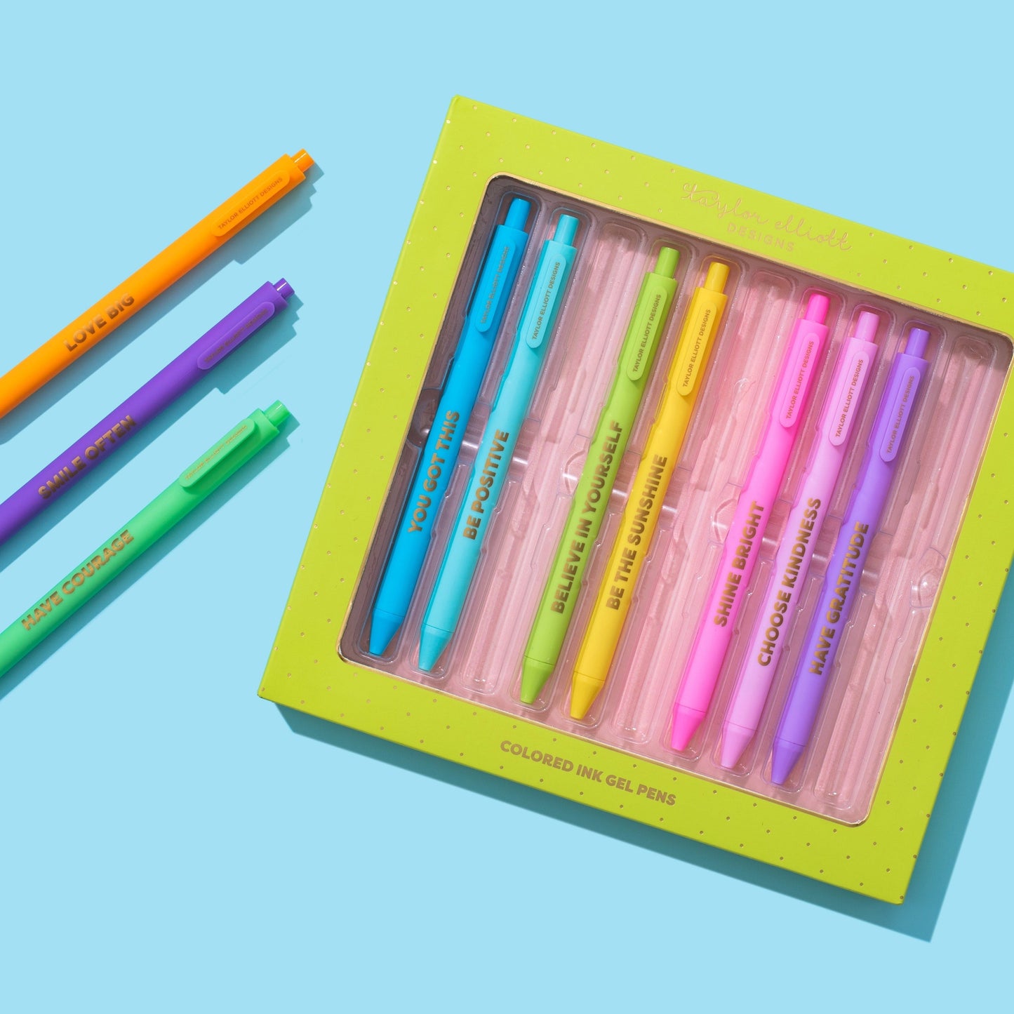 Colored Ink Motivational Pen Set