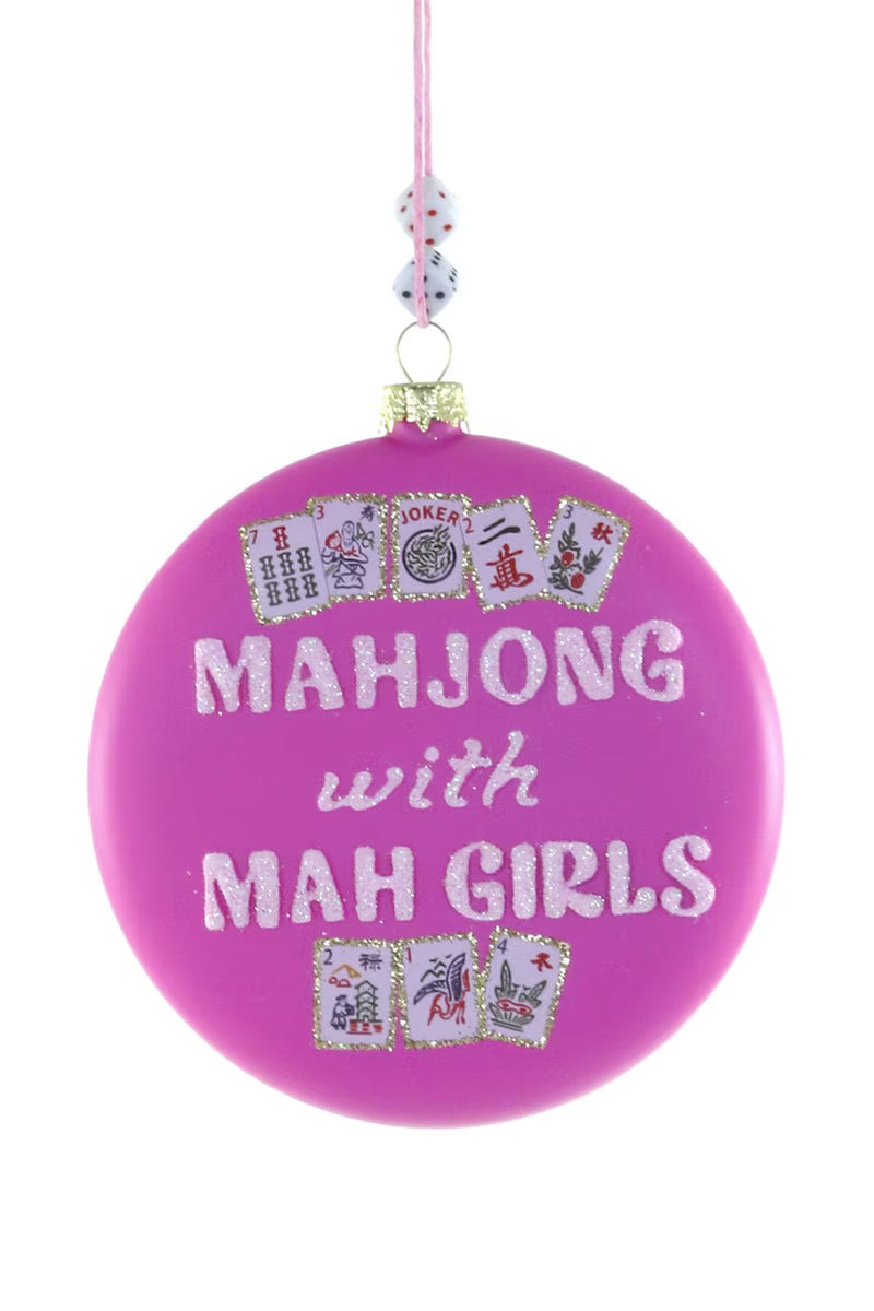 Mahjong with Mah Girls Glass Ornament by Cody Foster