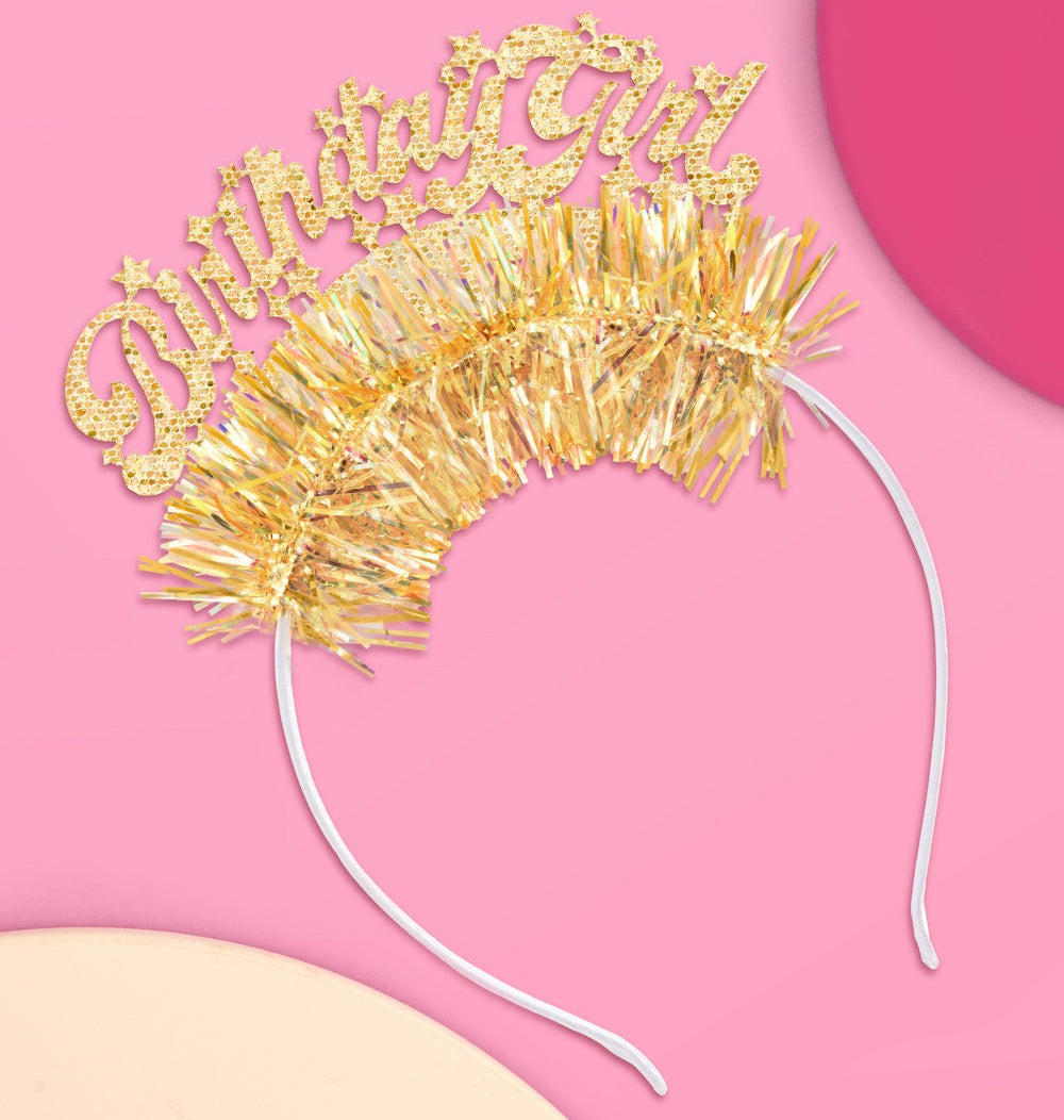 Birthday Girl Gold Fringe Headband