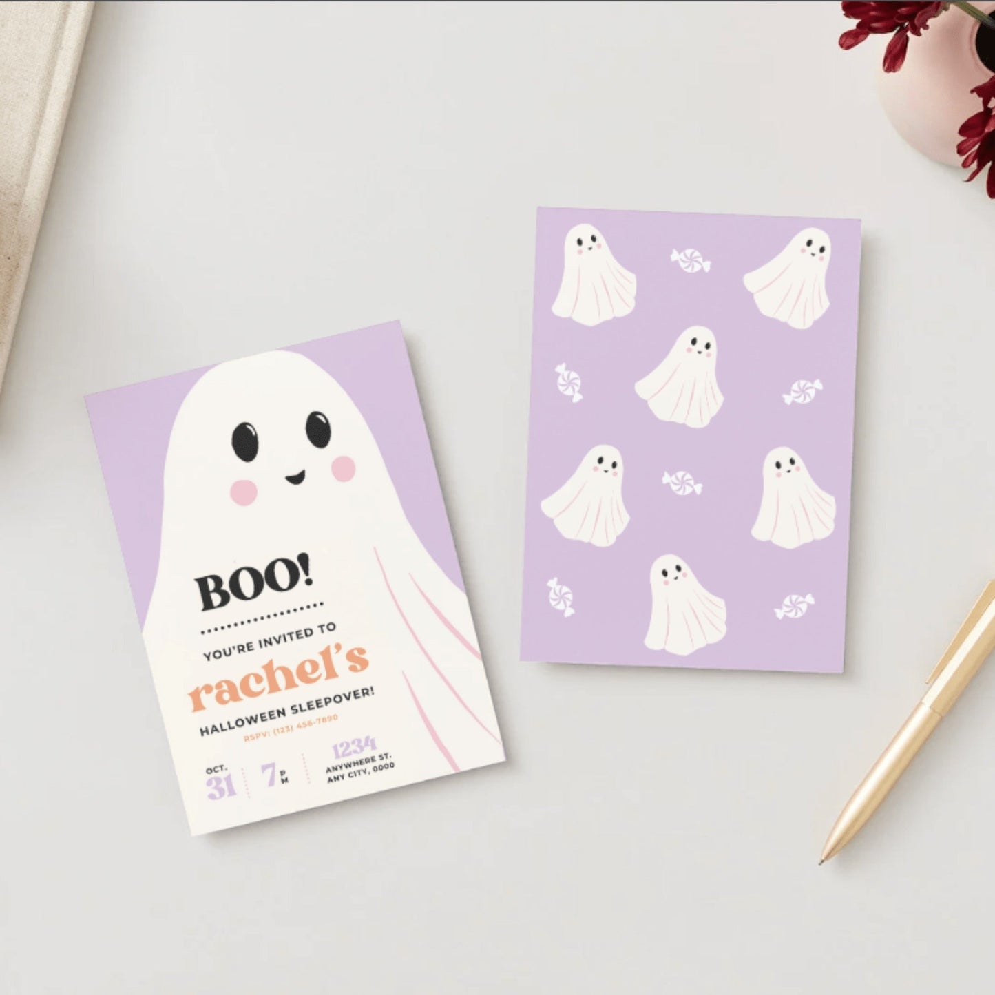 Frills and Thrills Ghost Party Digital Party Invitation