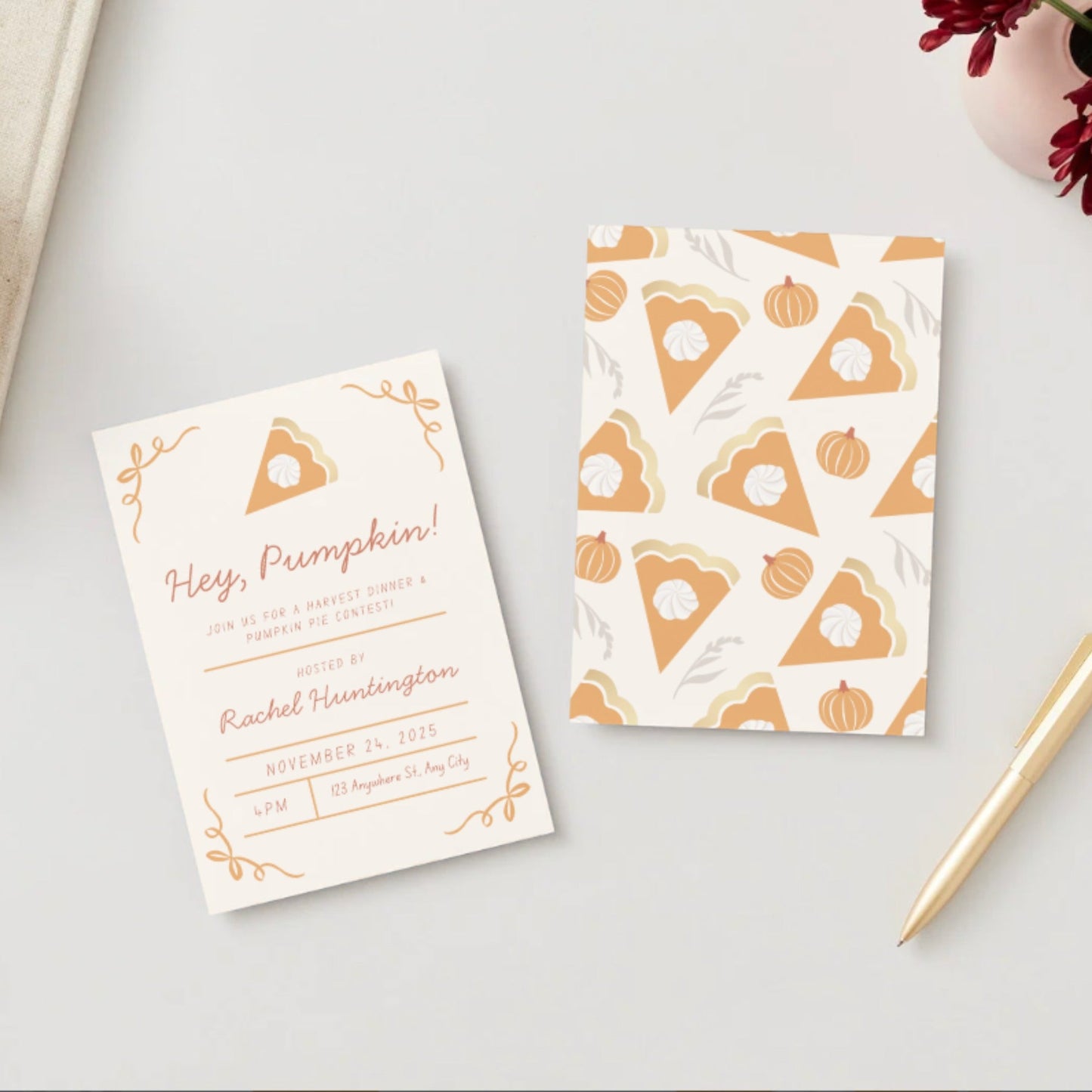 Sweet as Pumpkin Pie Digital Party Invitation