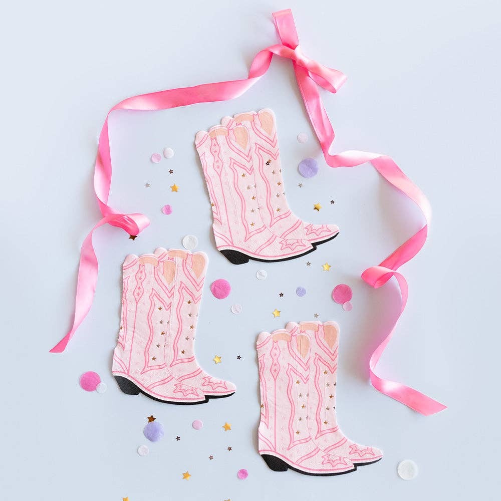 Pink Cowgirl Boot Shaped Napkins