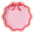 Elegant Pink Peppermint Bow Dinner Plates