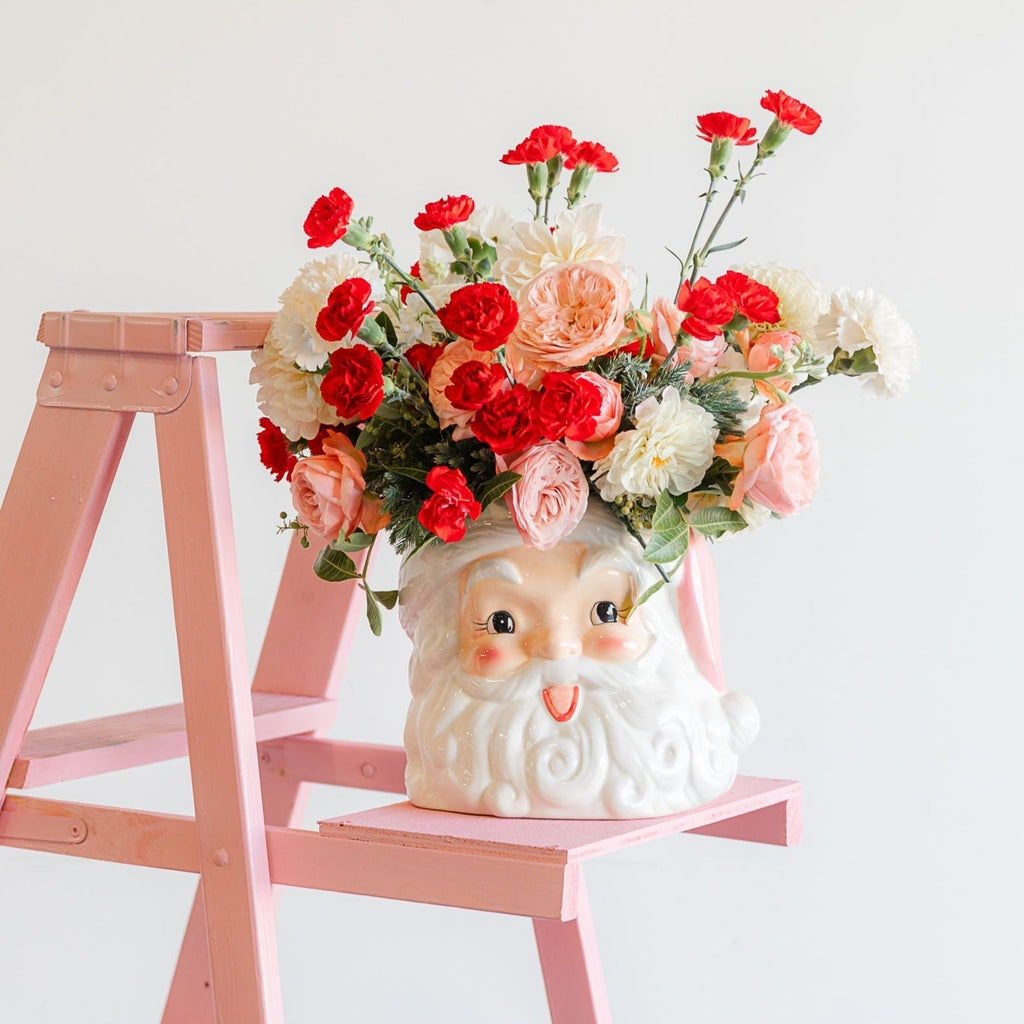 Santa Head Vase Container