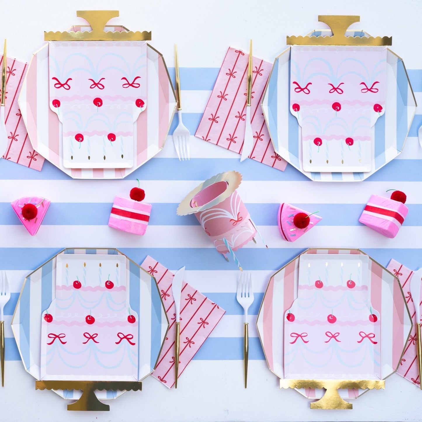 Petal Pink Signature Cabana Stripe Plates