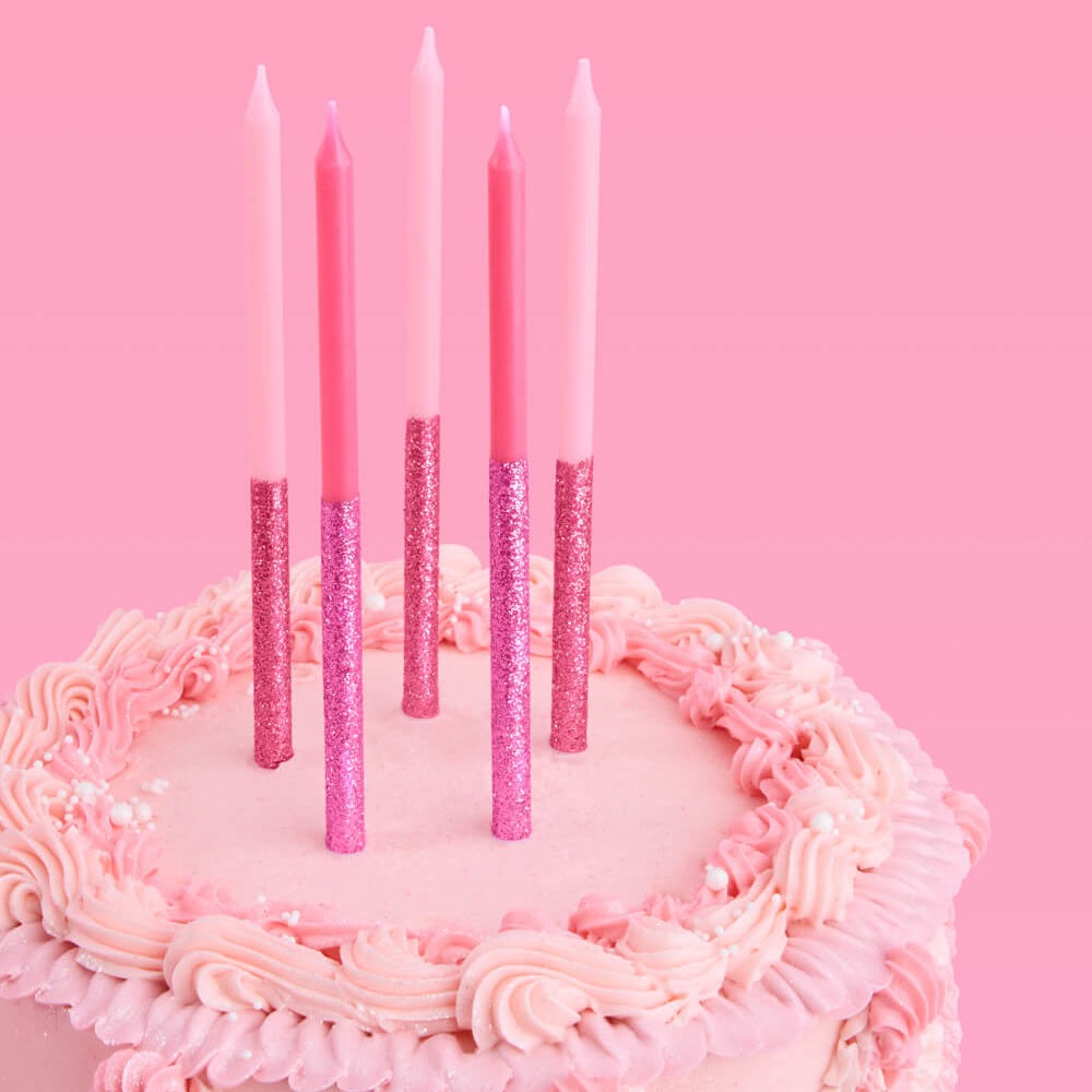 Shades of Pink Glitter Birthday Candles