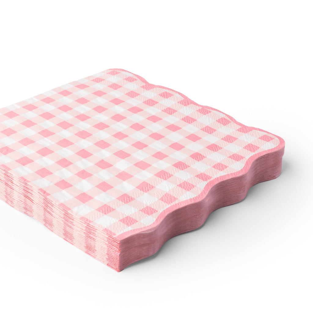 Elegant Petal Pink Gingham Dinner Napkins