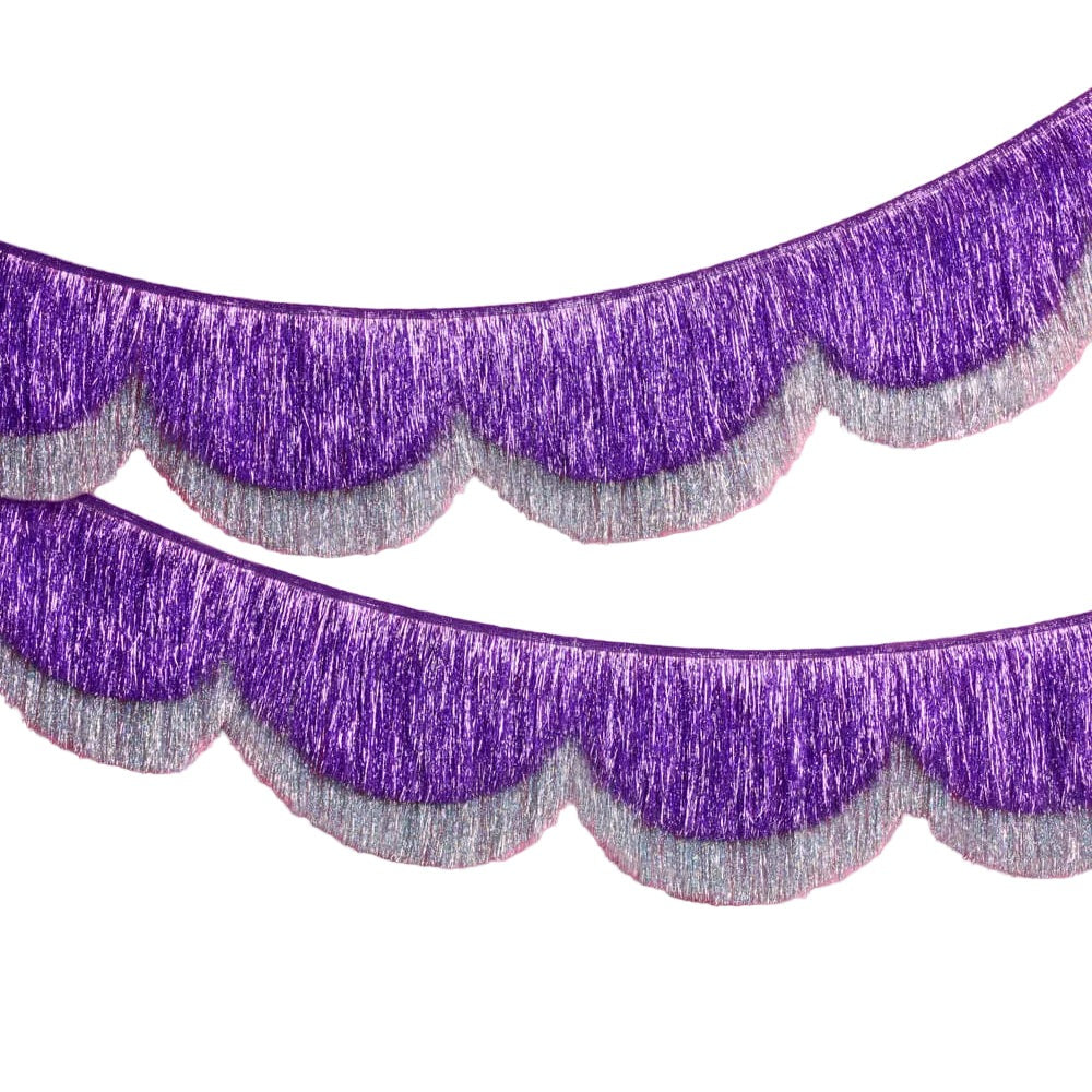 Purple & Silver Scallop Fringe Banner
