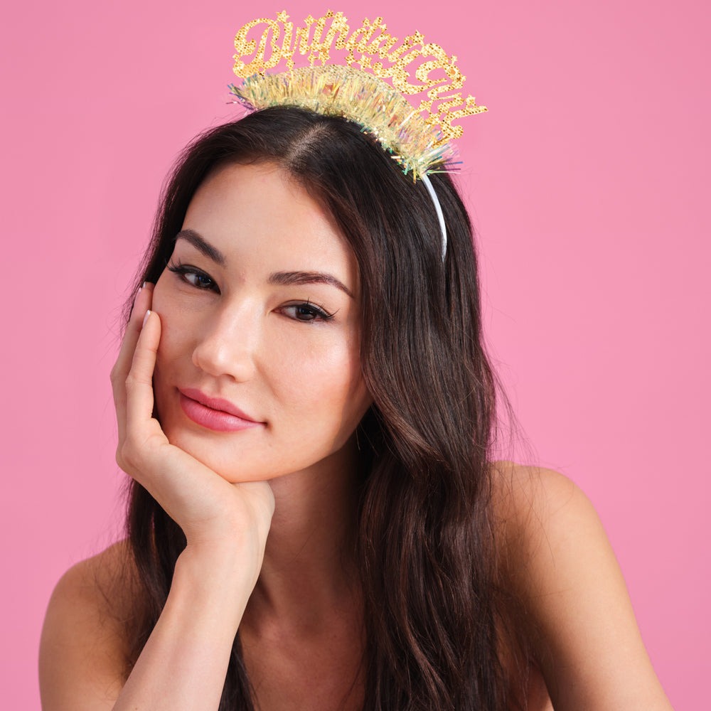 Birthday Girl Gold Fringe Headband