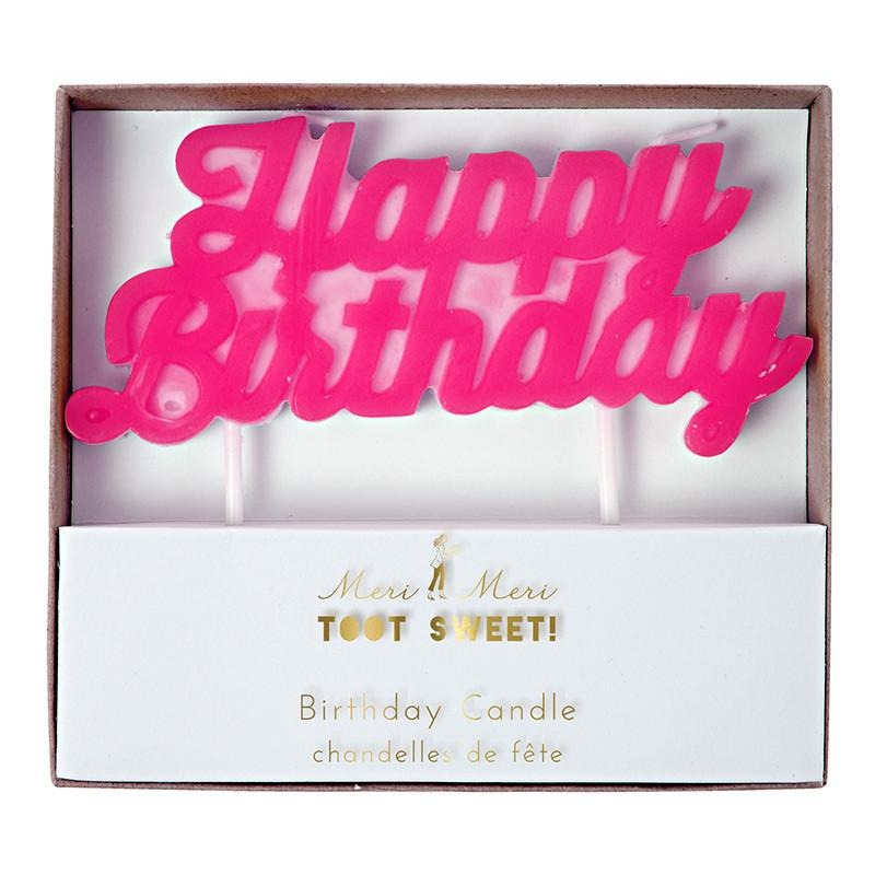 Pink Happy Birthday Candle