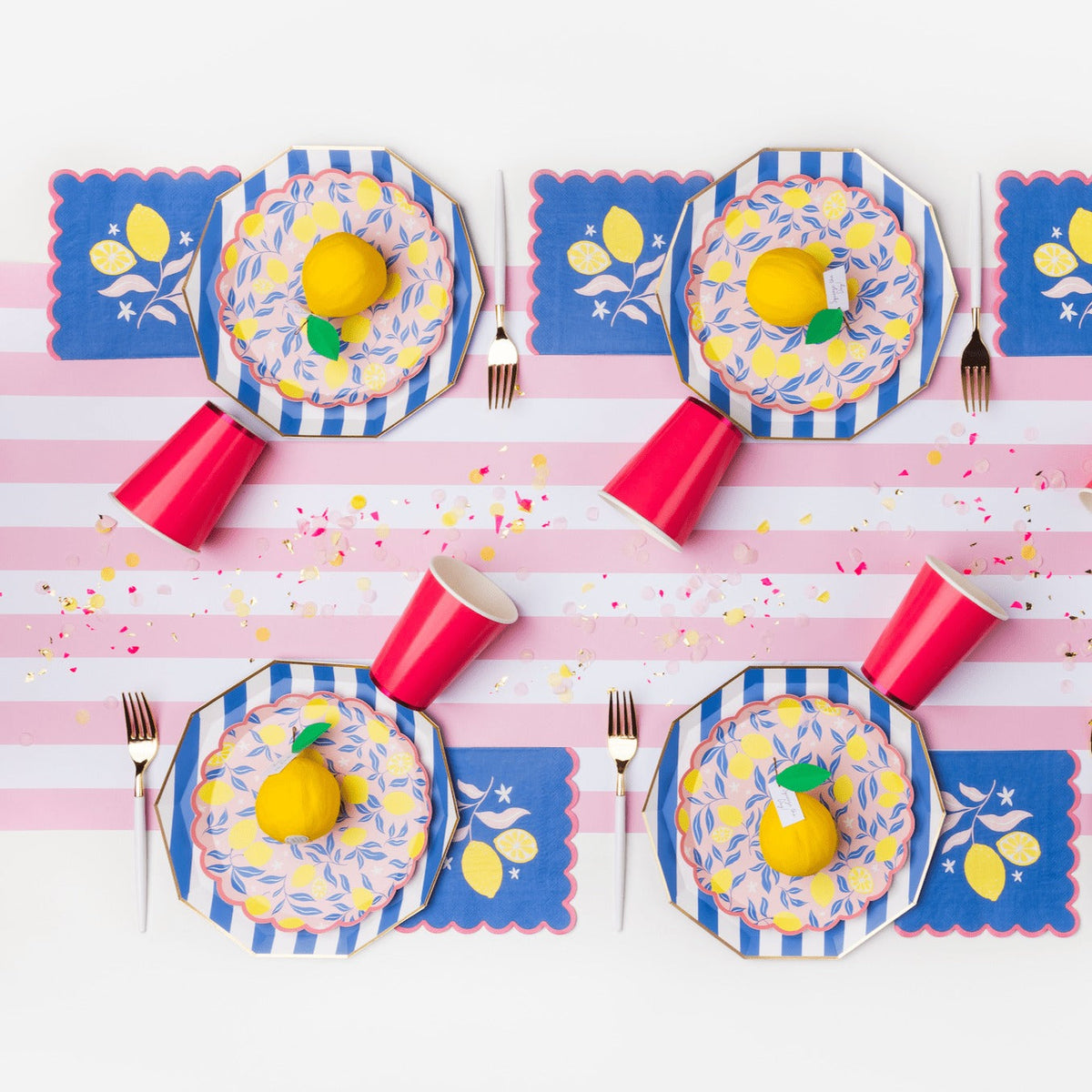 Palisades Blue Signature Cabana Stripe Plates