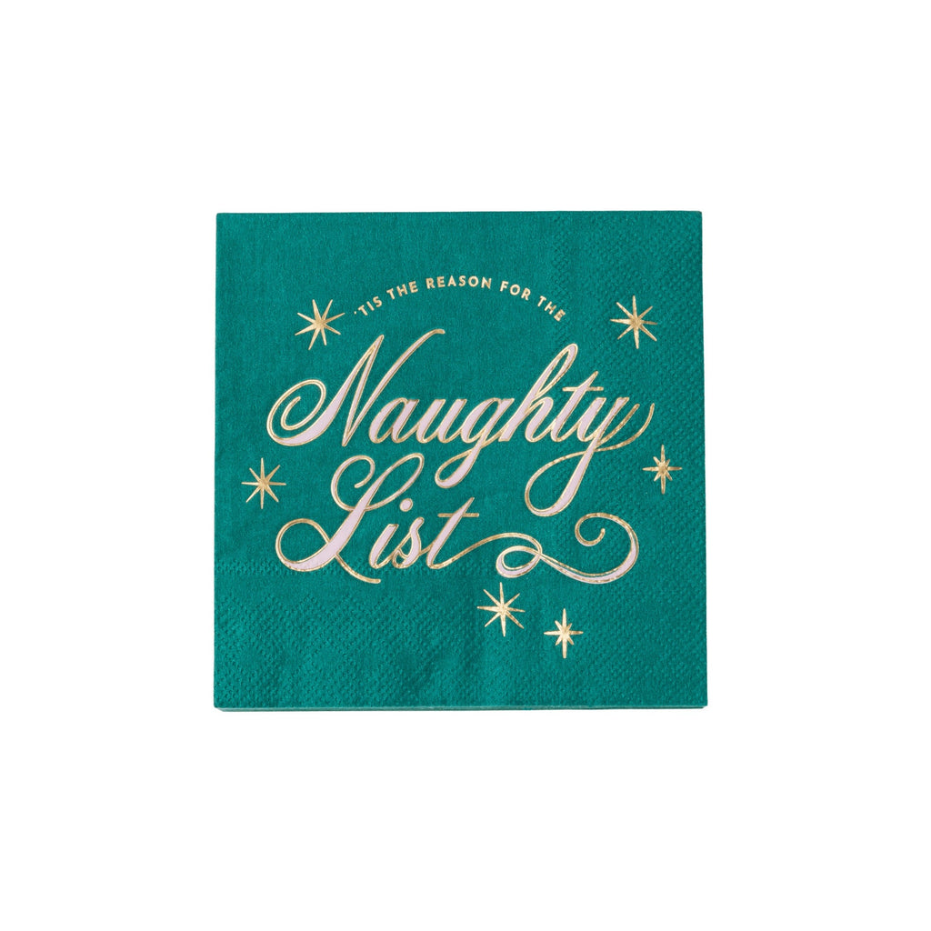 Naughty List Green Cocktail Napkins