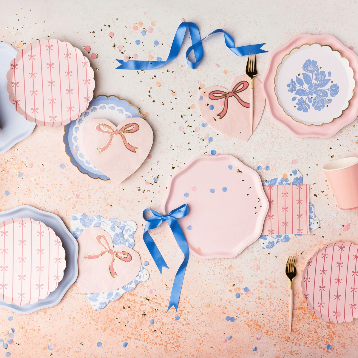 Petal Pink Bow Heart Large Napkins