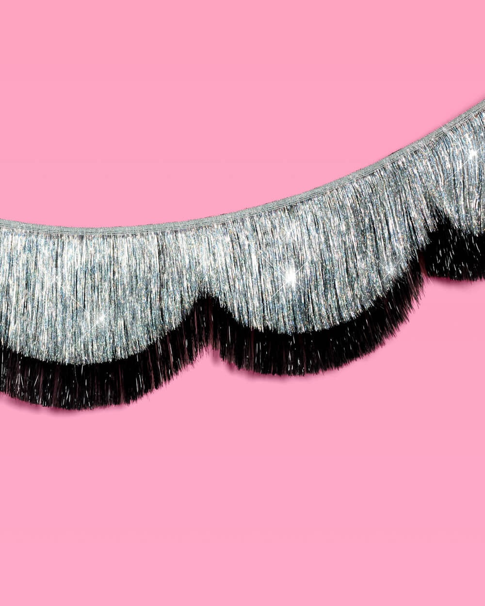 Black & Silver Scallop Fringe Banner