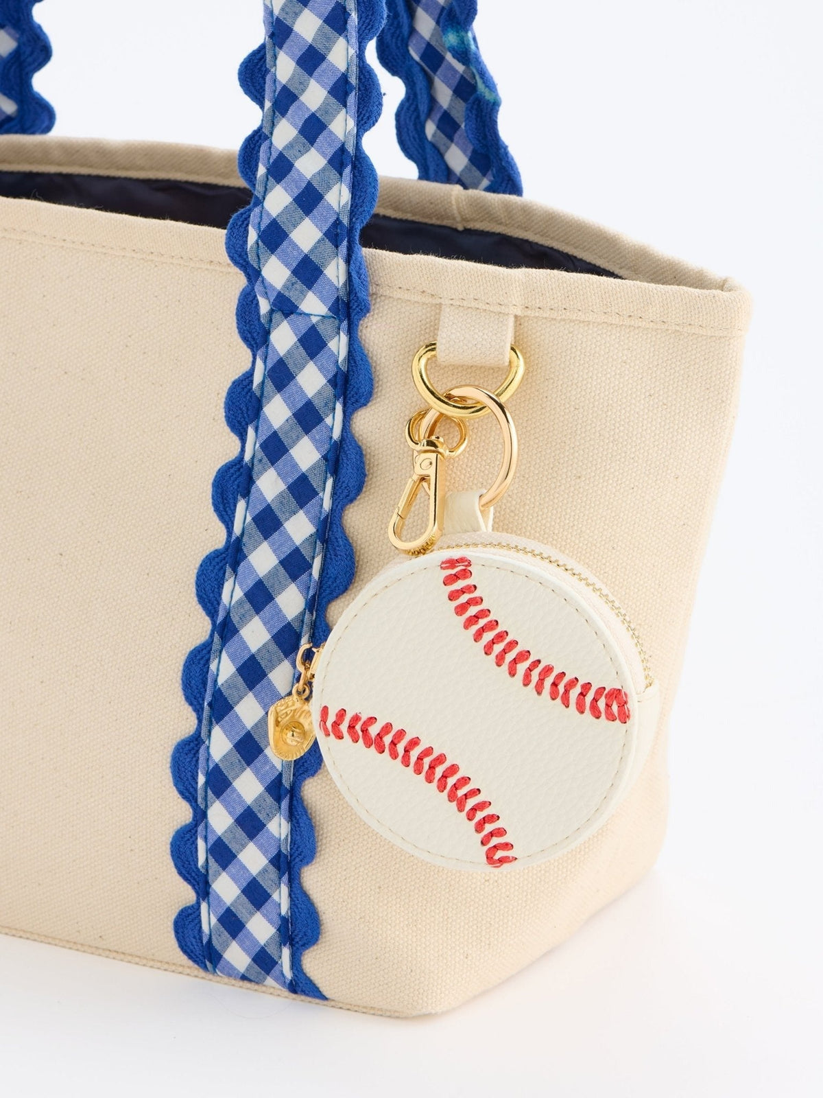 Shiraleah Baseball Zip Pouch Bag Charm/Key Ring, White