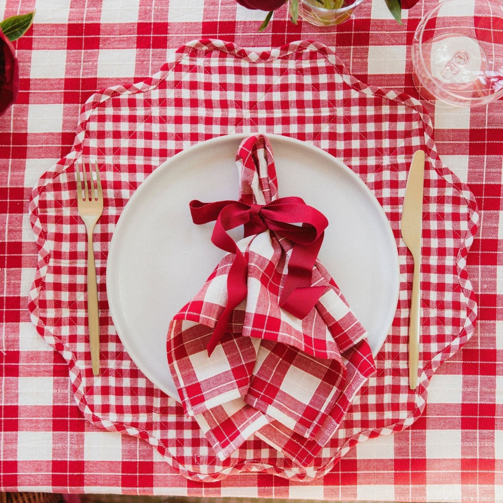 Annabelle Plaid Red Tablecloth
