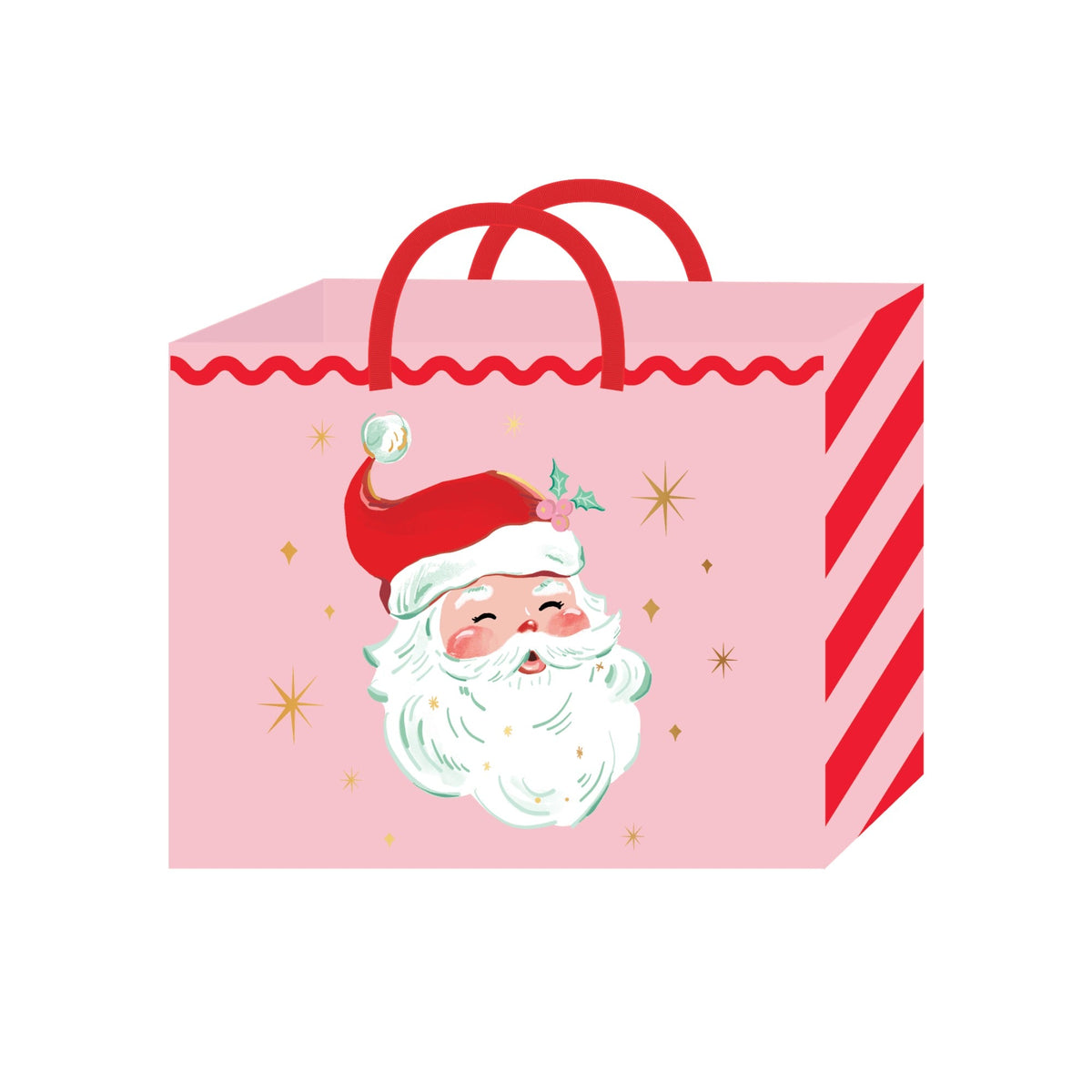 Pink & Red Jolly Santa Large Gift Bag