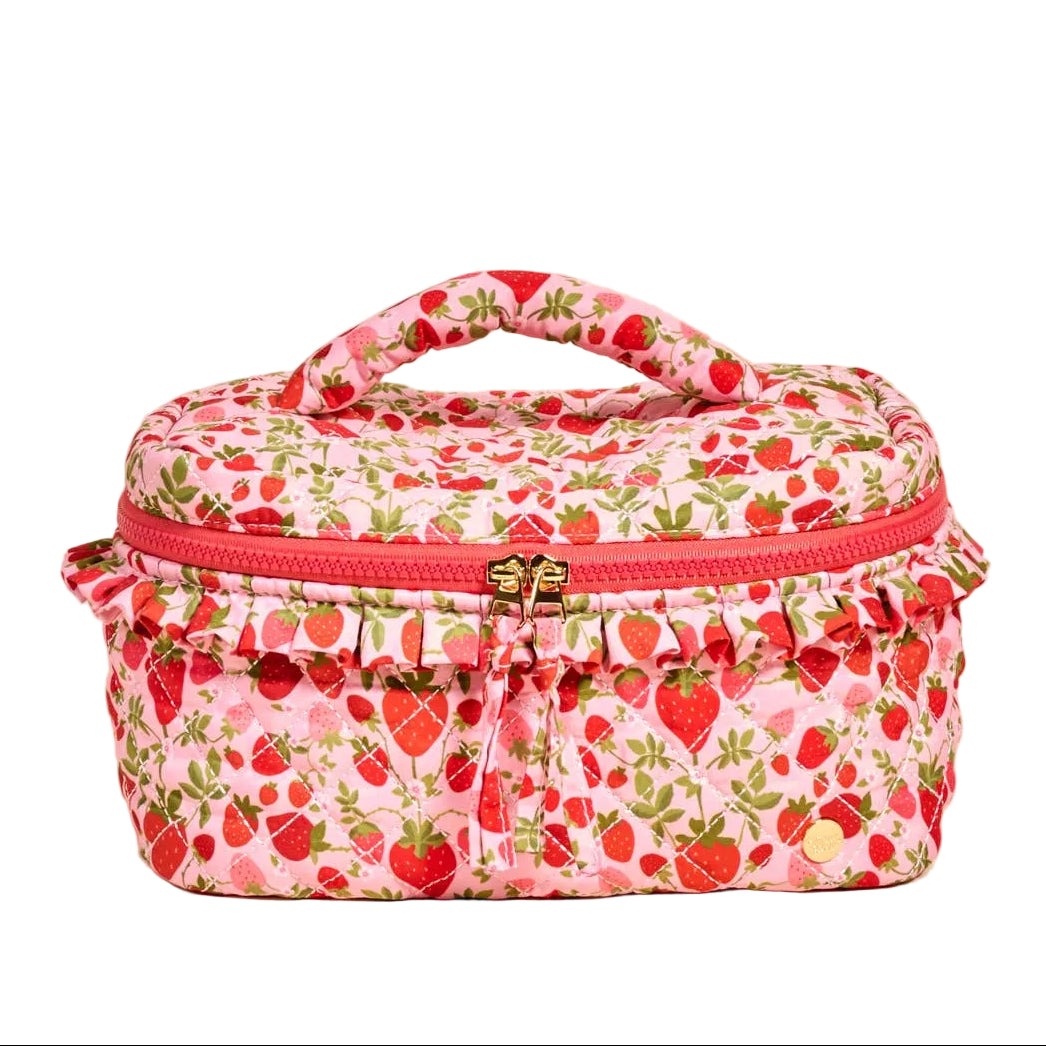 Strawberry Quilted Cosmetic Bag