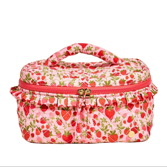 Strawberry Quilted Cosmetic Bag
