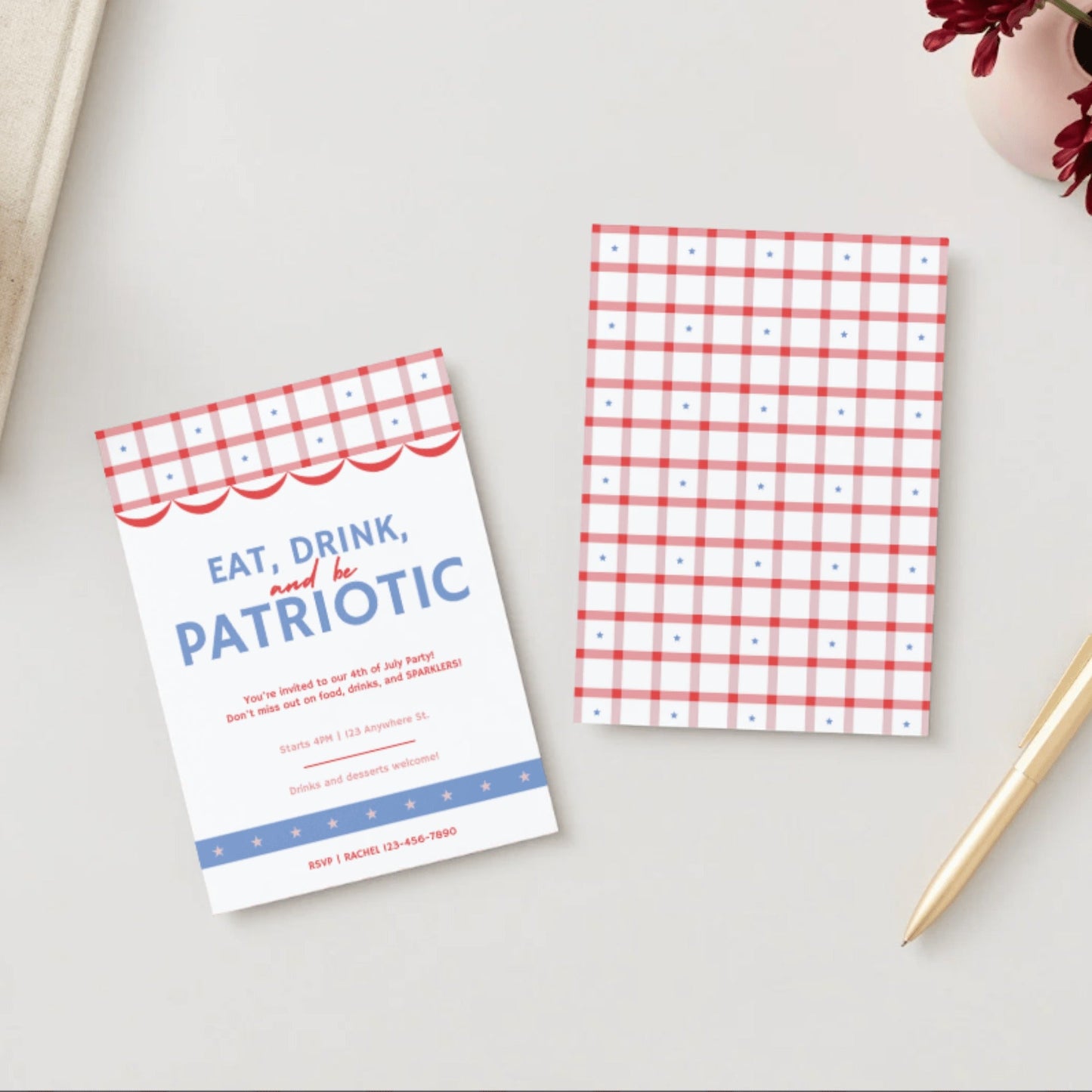 Eat, Drink, and Be Patriotic Digital Party Invitation Download